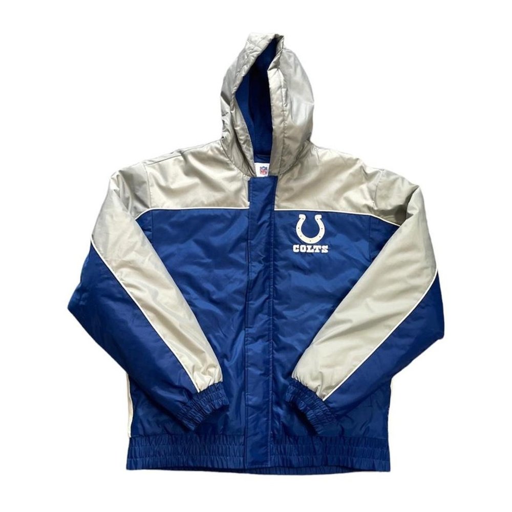 Vintage Indianapolis Colts NFL Windbreaker Puffer Grey & Blue Jacket